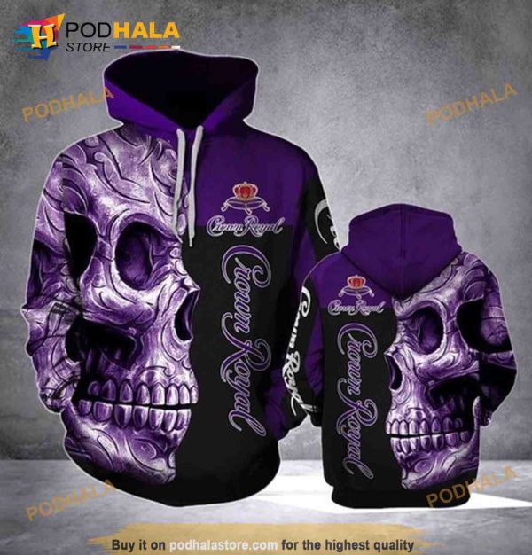 Crown Royal Skull All Over Printed Custom 3D Hoodie Sweatshirt