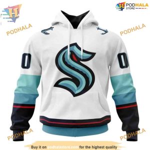 Custom 2023 Away Kits NHL Seattle Kraken Hoodie 3D