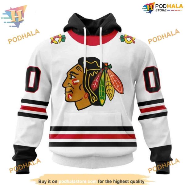 Custom 2023 Away NHL Chicago Blackhawks Hoodie 3D