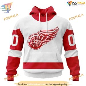 Custom 2023 Away NHL Detroit Red Wings Hoodie 3D