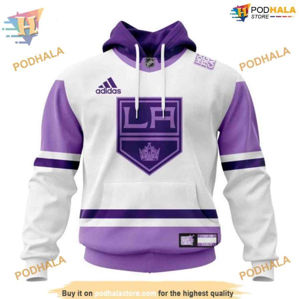 Custom 2023 Hockey Fight Cancer NHL Los Angeles Kings Hoodie 3D