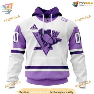 Custom 2023 Hockey Fight Cancer NHL Pittsburgh Penguins Hoodie 3D