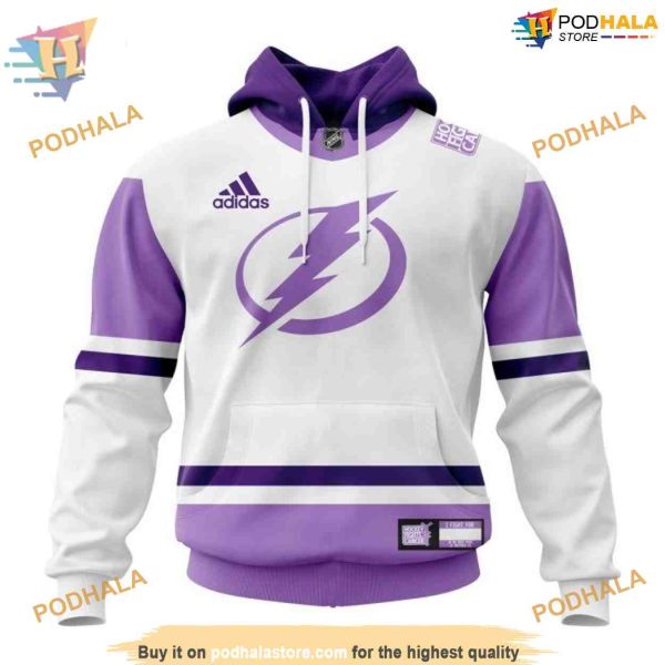 Custom 2023 Hockey Fight Cancer NHL Tampa Bay Lightning Hoodie 3D