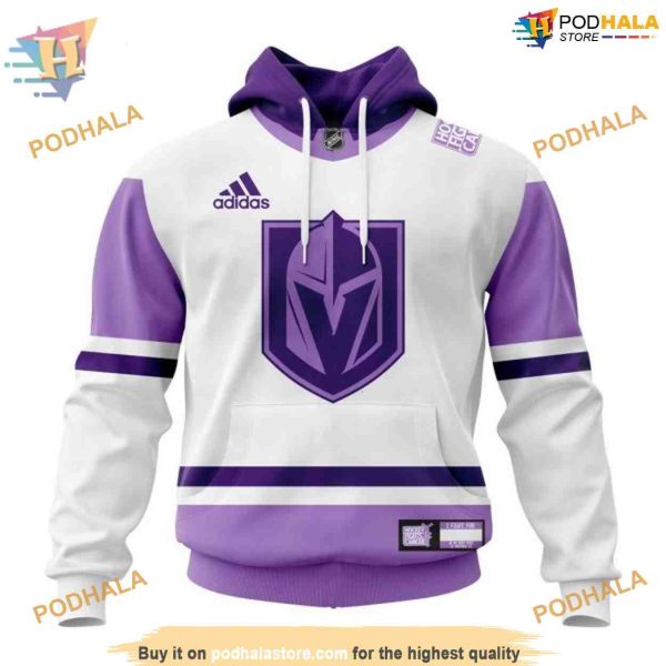 Custom 2023 Hockey Fight Cancer NHL Vegas Golden Knights Hoodie 3D