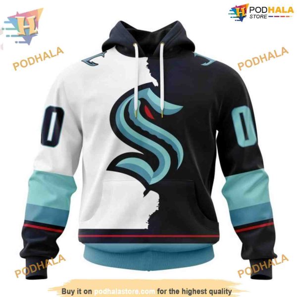 Custom 2023 Home Mix Away NHL Seattle Kraken Hoodie 3D