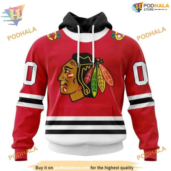 Custom 2023 Home NHL Chicago Blackhawks Hoodie 3D