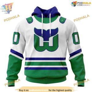 Custom 2023 White Whalers Kits NHL Carolina Hurricanes Hoodie 3D Sweatshirt