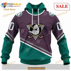 Custom ANAHEIM MIGHTY DUCKS 90s Vintage Throwback Away Sweatshirt Hoodie 3D