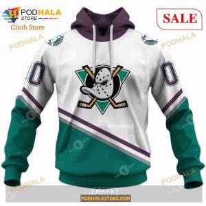 Custom ANAHEIM MIGHTY DUCKS 90s Vintage Throwback Home Sweatshirt Hoodie 3D