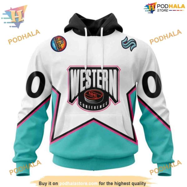 Custom All-Star Western Conference 2023 NHL Seattle Kraken Hoodie 3D