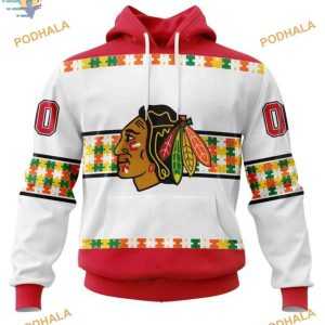 Custom Autism Awareness Custom Name And Number NHL Chicago Blackhawks Hoodie 3D