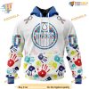 Custom Autism Awareness Design NHL Edmonton Oilers Hoodie 3D