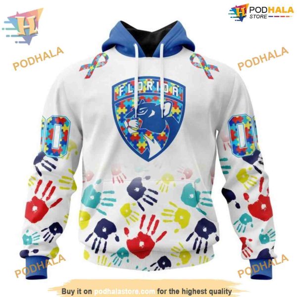 Custom Autism Awareness Design NHL Florida Panthers Hoodie 3D Sweatshirt