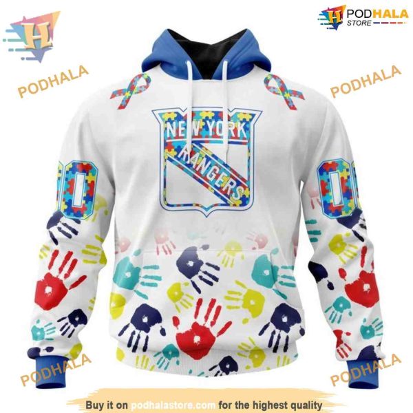 Custom Autism Awareness Design NHL New York Rangers Hoodie 3D