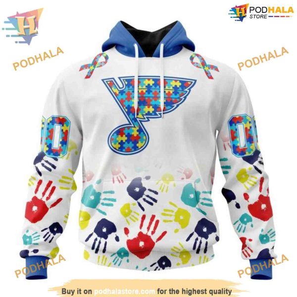 Custom Autism Awareness Design NHL St. Louis Blues Hoodie 3D