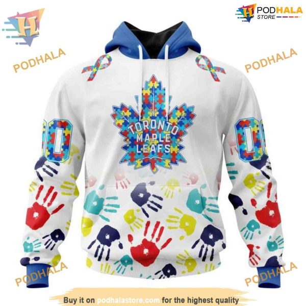 Custom Autism Awareness Design NHL Toronto Maple Leafs Hoodie 3D