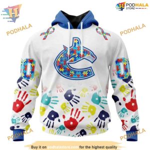 Custom Autism Awareness Design NHL Vancouver Canucks Hoodie 3D