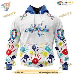 Custom Autism Awareness Design NHL Washington Capitals Hoodie 3D