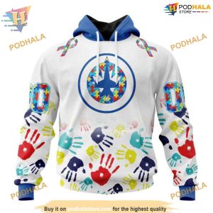 Custom Autism Awareness Design NHL Winnipeg Jets Hoodie 3D