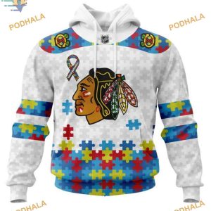 Custom Autism Awareness NHL Chicago Blackhawks Hoodie 3D