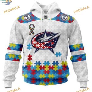 Custom Autism Awareness NHL Columbus Blue Jackets Hoodie 3D