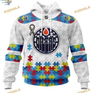 Custom Autism Awareness NHL Edmonton Oilers Hoodie 3D