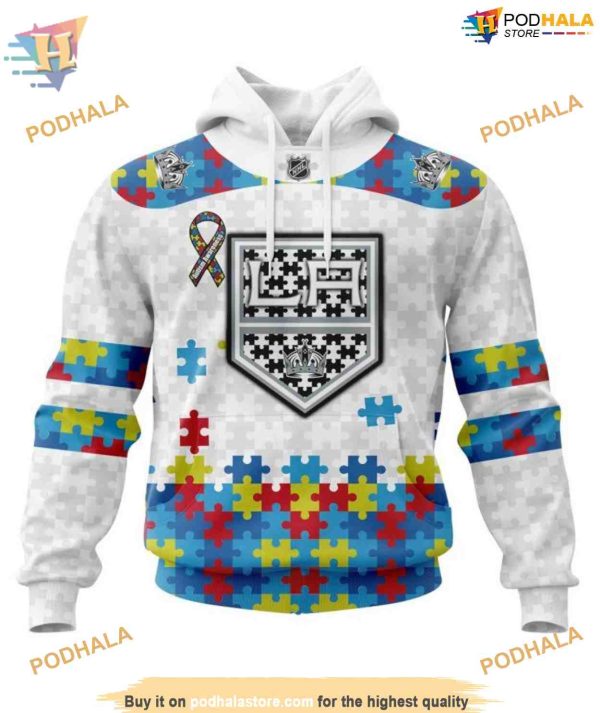 Custom Autism Awareness NHL Los Angeles Kings Hoodie 3D