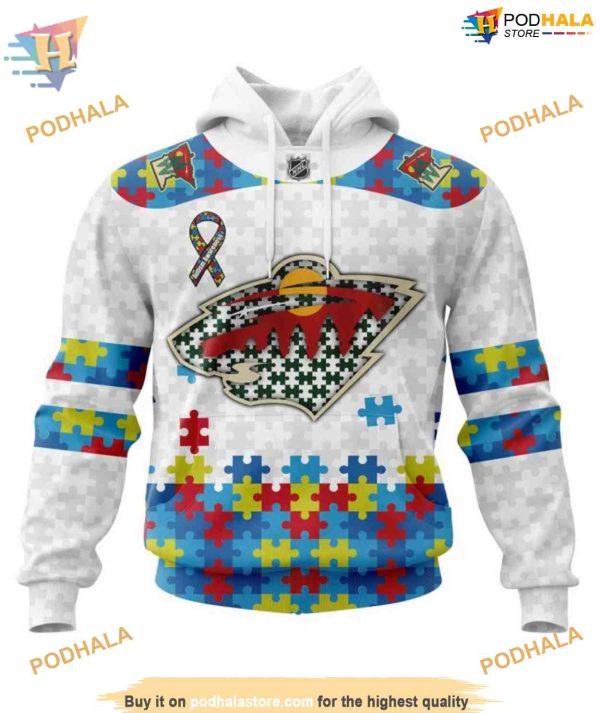 Custom Autism Awareness NHL Minnesota Wild Hoodie 3D