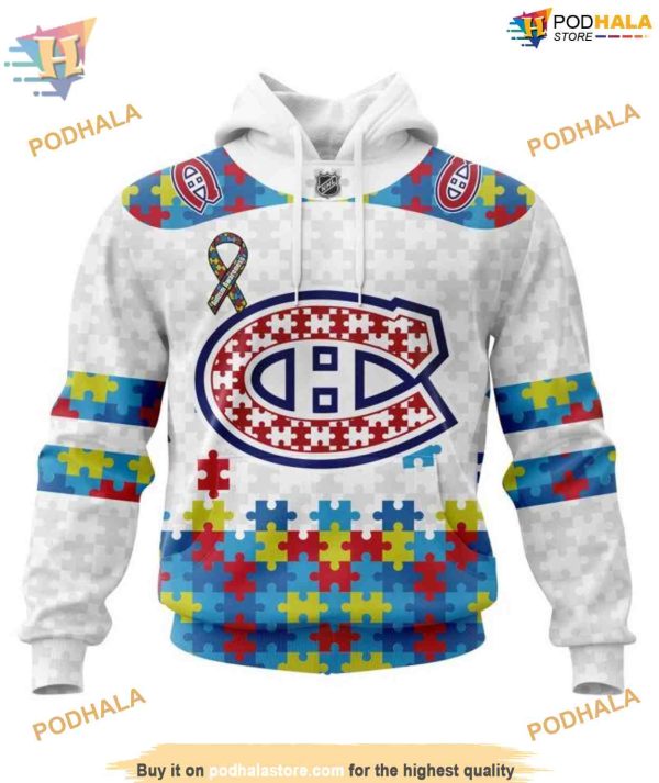 Custom Autism Awareness NHL Montreal Canadiens Hoodie 3D