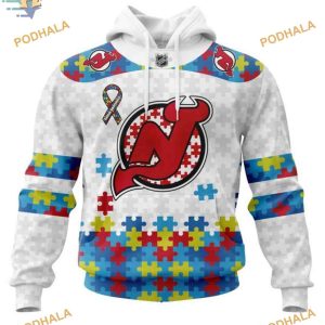 Custom Autism Awareness NHL New Jersey Devils Hoodie 3D