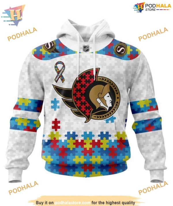 Custom Autism Awareness NHL Ottawa Senators Hoodie 3D