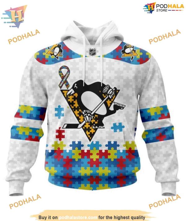 Custom Autism Awareness NHL Pittsburgh Penguins Hoodie 3D