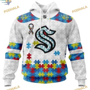 Custom Autism Awareness NHL Seattle Kraken Hoodie 3D