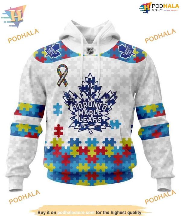 Custom Autism Awareness NHL Toronto Maple Leafs Hoodie 3D