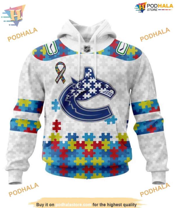 Custom Autism Awareness NHL Vancouver Canucks Hoodie 3D