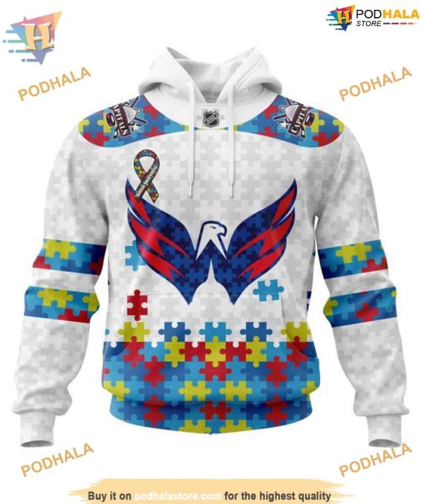 Custom Autism Awareness NHL Washington Capitals Hoodie 3D