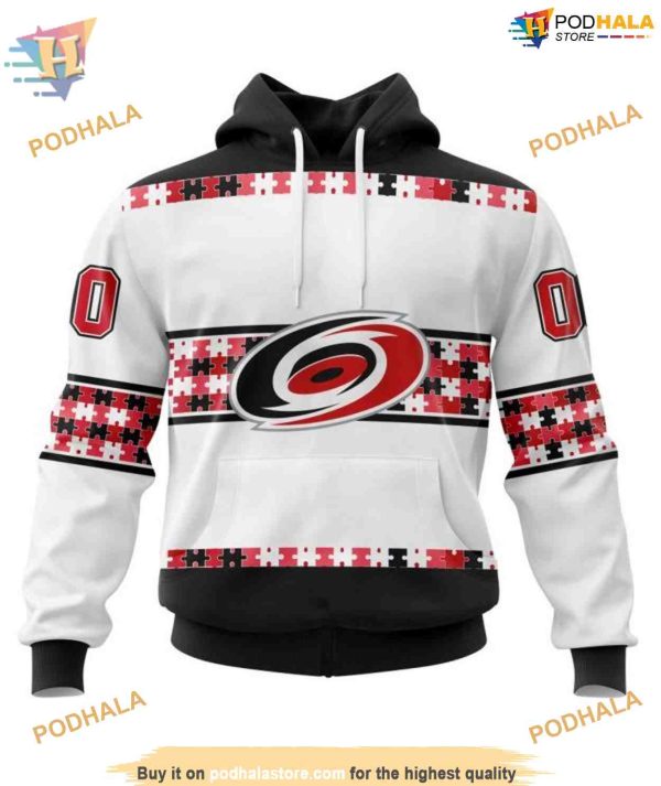 Custom Autism Awareness Name And Number NHL Carolina Hurricanes Hoodie 3D