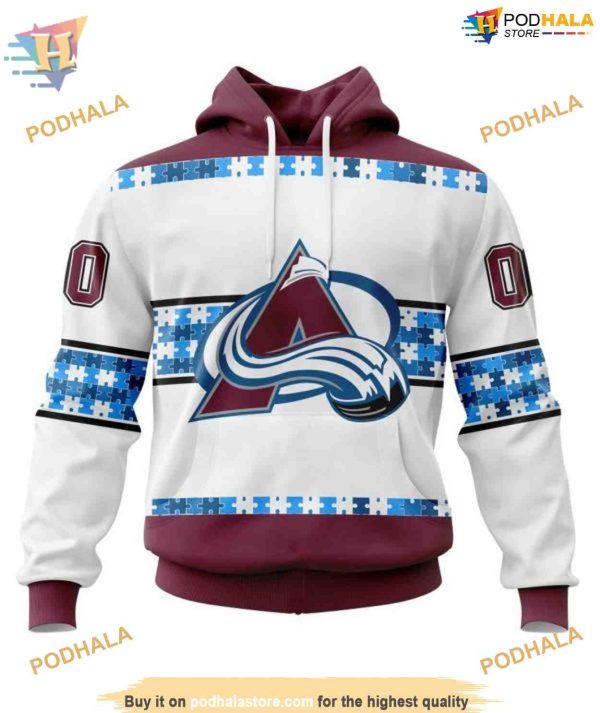 Custom Autism Awareness Name And Number NHL Colorado Avalanche Hoodie 3D