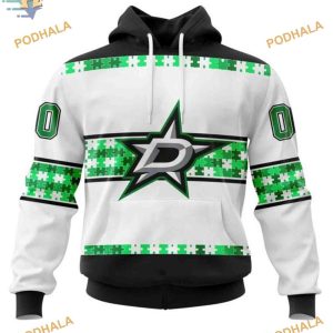 Custom Autism Awareness Name And Number NHL Dallas Stars Hoodie 3D