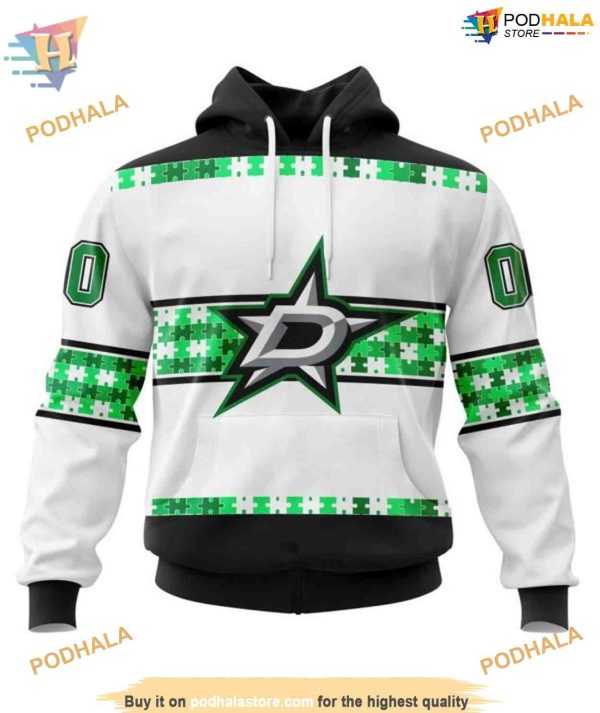 Custom Autism Awareness Name And Number NHL Dallas Stars Hoodie 3D