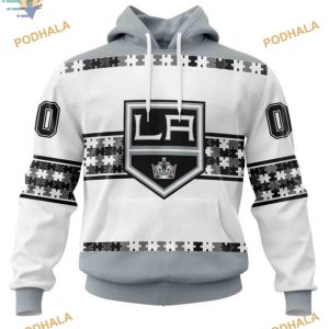 Custom Autism Awareness Name And Number NHL Los Angeles Kings Hoodie 3D