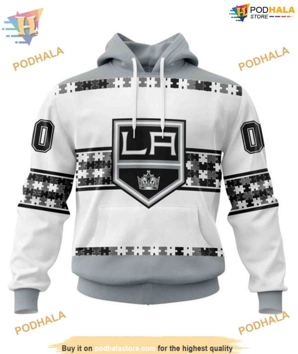 Custom Autism Awareness Name And Number NHL Los Angeles Kings Hoodie 3D