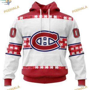 Custom Autism Awareness Name And Number NHL Montreal Canadiens Hoodie 3D