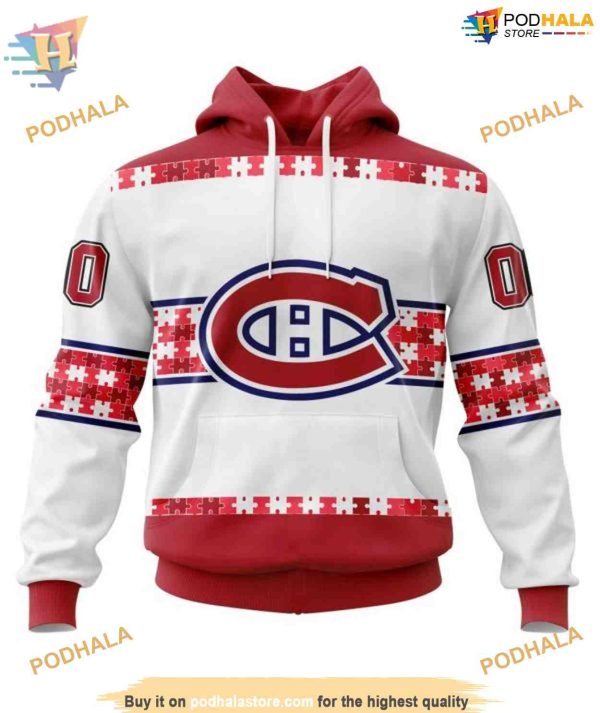 Custom Autism Awareness Name And Number NHL Montreal Canadiens Hoodie 3D