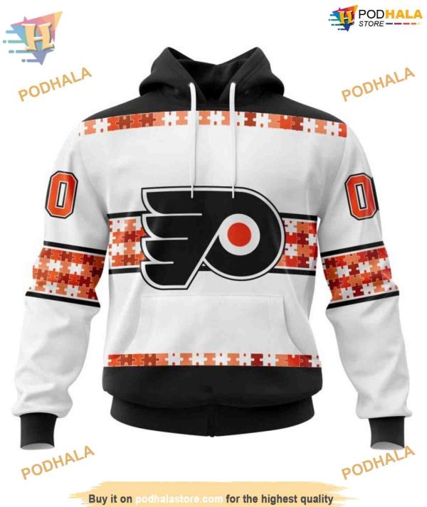 Custom Autism Awareness Name And Number NHL Philadelphia Flyers Hoodie 3D