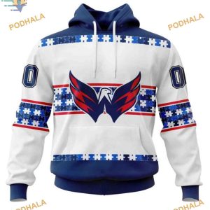 Custom Autism Awareness Name And Number NHL Washington Capitals Hoodie 3D