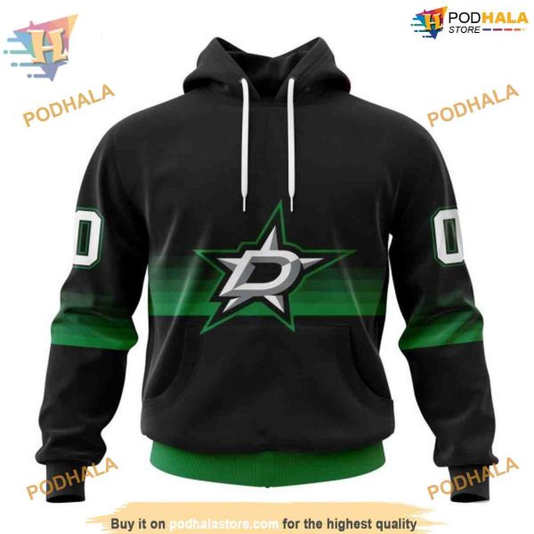 Custom Black And Gradient Design NHL Dallas Stars Hoodie 3D