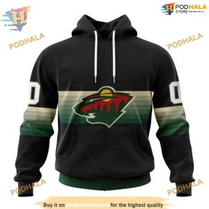 Custom Black And Gradient Design NHL Minnesota Wild Hoodie 3D