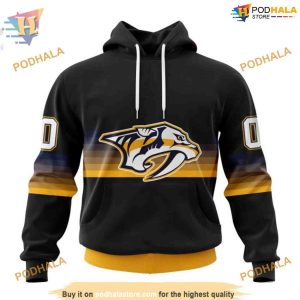 Custom Black And Gradient Design NHL Nashville Predators Hoodie 3D