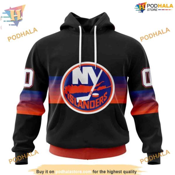 Custom Black And Gradient Design NHL New York Islanders Hoodie 3D